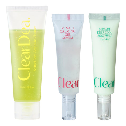 Minari Trio - Cleanser&Serum&Cream for face, daily korean skin care with hydrating, soothing, refrshing