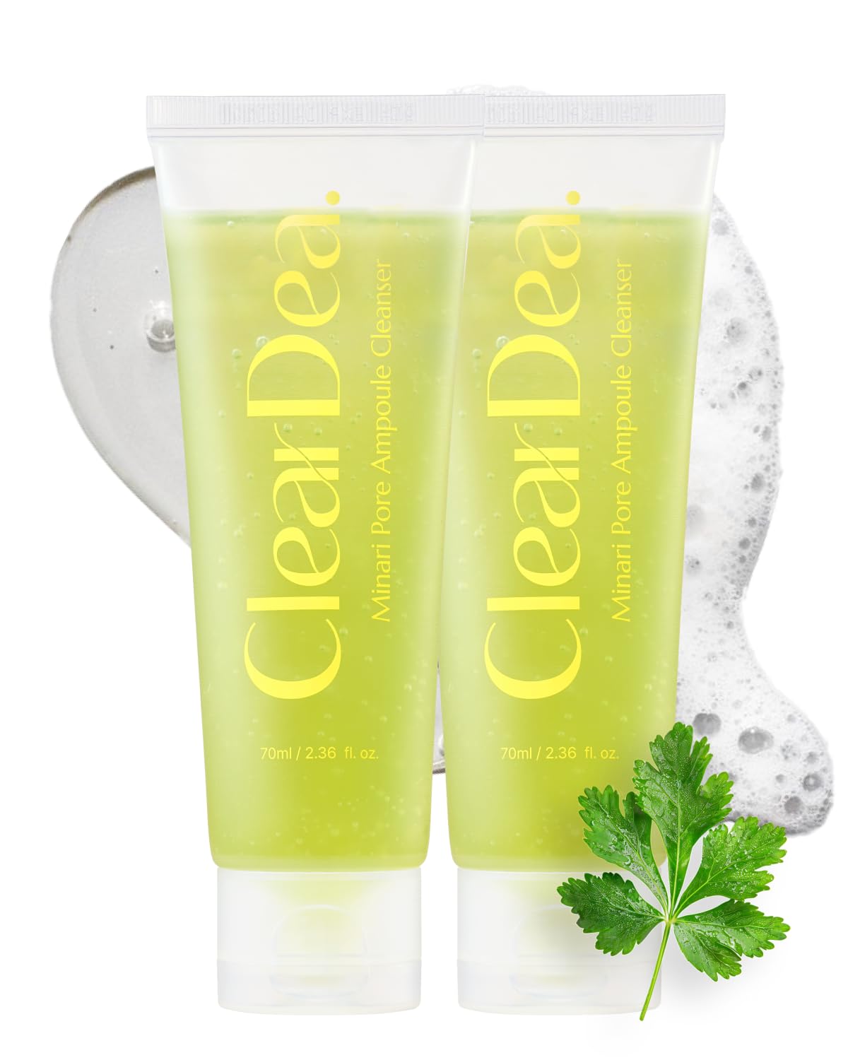 ClearDea Minari Ampoule Cleanser Duo for Face – K-Beauty Korean Water Parsley & Kakadu Plum Extracts, Hydrating & Gentle Daily Facial Cleanser, 70ml*2ea/2.36 oz * 2ea