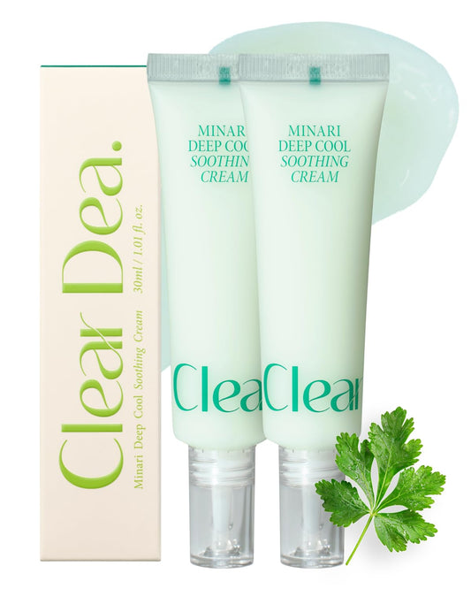 ClearDea Minari Cool Soothing Cream Duo for face – K-Beauty Hydrating & Moisturizer with Korean Water Parsley, 30ml * 2ea / 1.01oz * 2ea